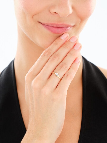 Pierścionek z żółtego i białego złota z diamentami - 0,07 ct - próba 585