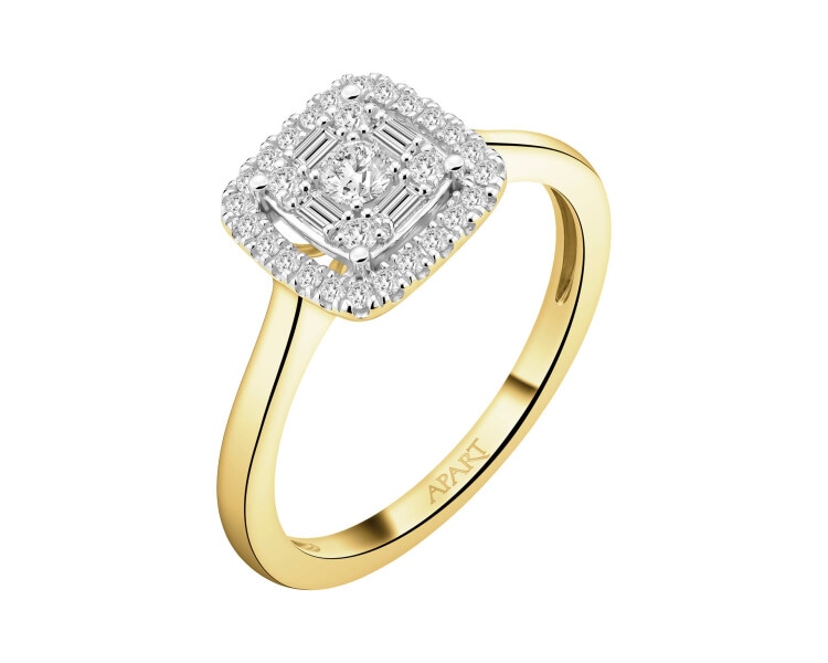 Pierścionek z żółtego złota z diamentami - 0,25 ct - próba 585