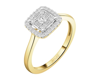 Pierścionek z żółtego złota z diamentami - 0,25 ct - próba 585