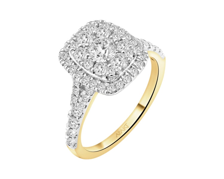 Pierścionek z żółtego złota z diamentami - 1,00 ct - próba 585