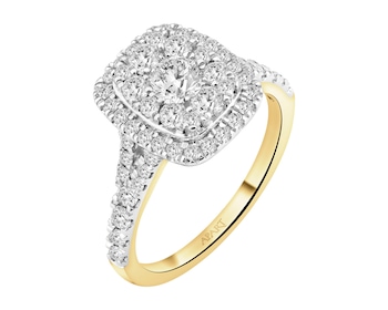 Pierścionek z żółtego złota z diamentami - 1,00 ct - próba 585