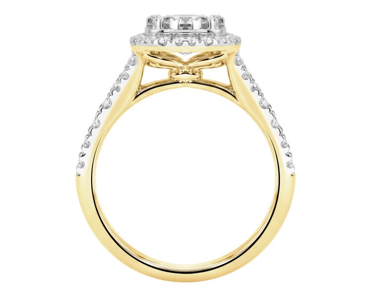 Pierścionek z żółtego złota z diamentami - 1,00 ct - próba 585