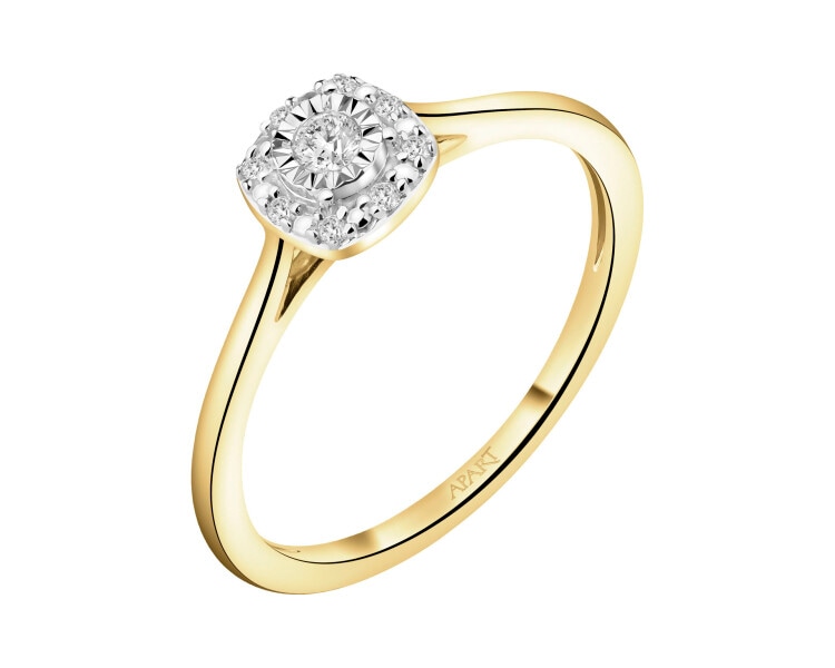 Pierścionek z żółtego i białego złota z diamentami - 0,05 ct - próba 585