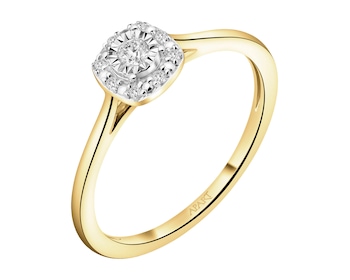 Pierścionek z żółtego i białego złota z diamentami - 0,05 ct - próba 585