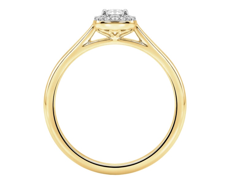 Pierścionek z żółtego i białego złota z diamentami - 0,05 ct - próba 585