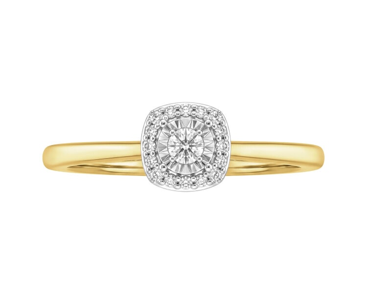 Pierścionek z żółtego i białego złota z diamentami - 0,05 ct - próba 585