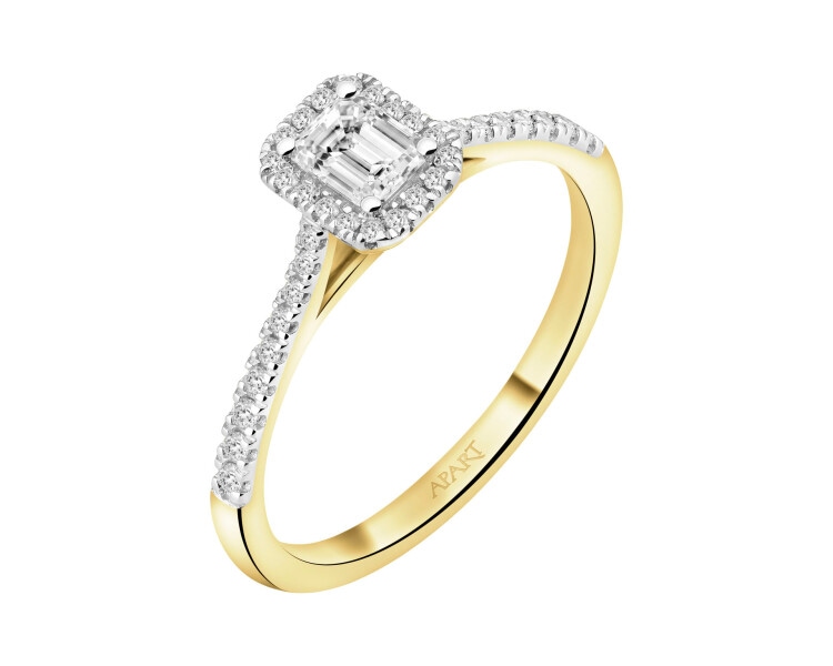 Pierścionek z żółtego złota z diamentami - 0,50 ct - próba 585