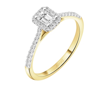 Pierścionek z żółtego złota z diamentami - 0,50 ct - próba 585