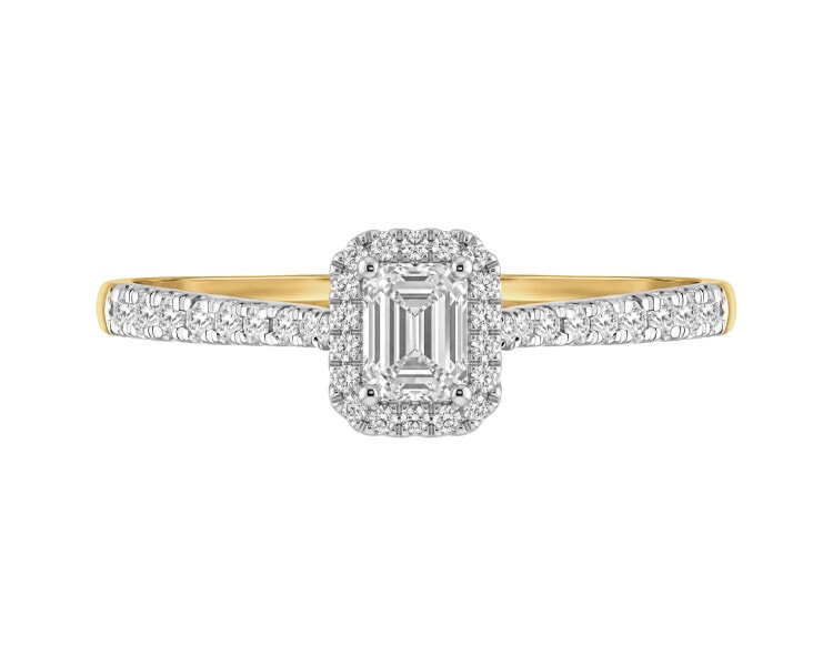 Pierścionek z żółtego złota z diamentami - 0,50 ct - próba 585
