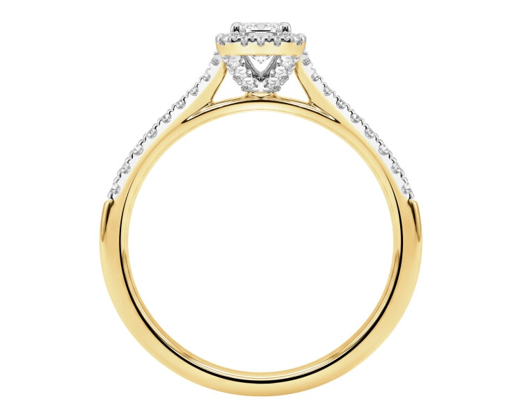 Pierścionek z żółtego złota z diamentami - 0,50 ct - próba 585