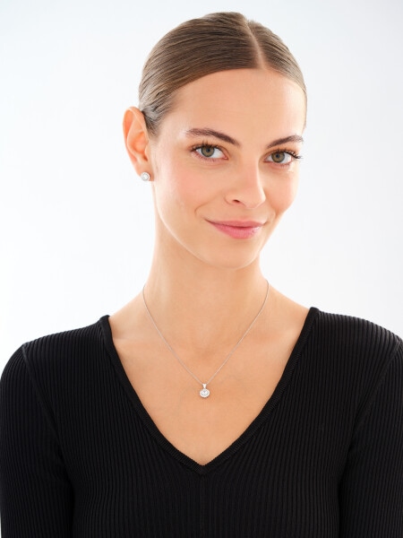 Rhodium Plated Silver Set with Cubic Zirconia