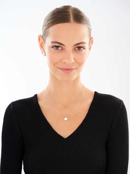 Rhodium Plated Silver Set with Cubic Zirconia