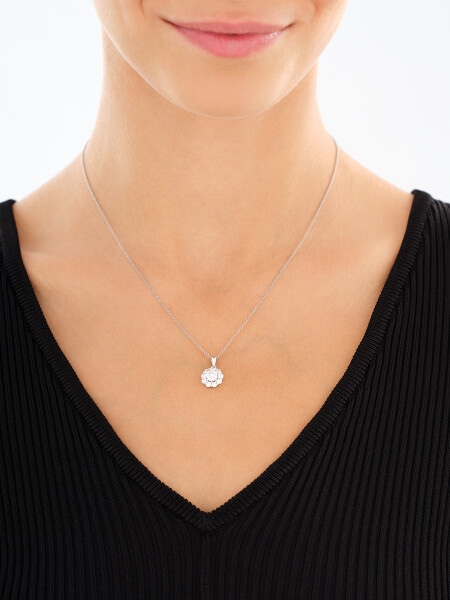 Rhodium Plated Silver Set with Cubic Zirconia