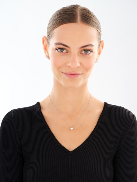 Rhodium Plated Silver Set with Cubic Zirconia