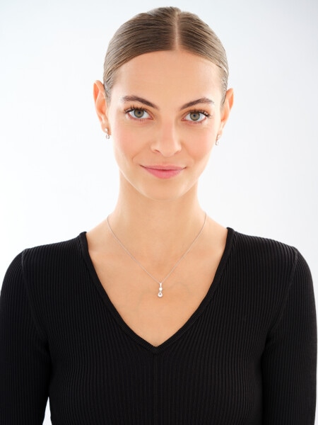 Rhodium Plated Silver Set with Cubic Zirconia