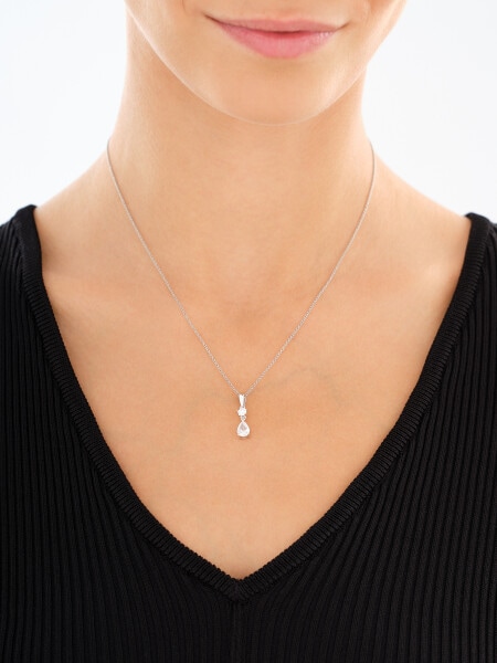Rhodium Plated Silver Set with Cubic Zirconia