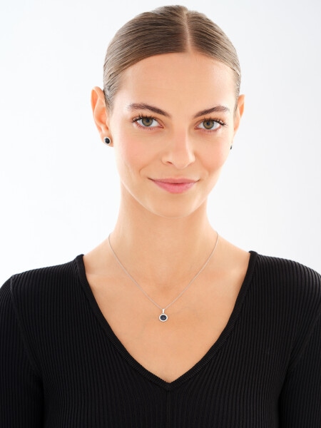 Rhodium Plated Silver Set with Sand Stone