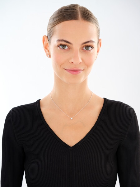 Rhodium Plated Silver Set with Cubic Zirconia