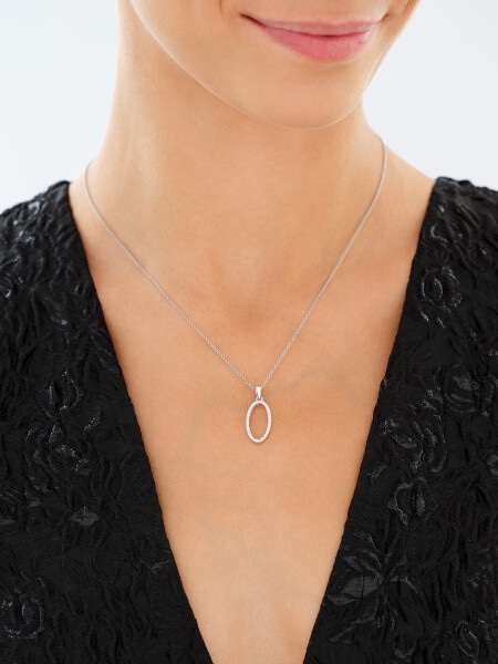 Rhodium Plated Silver Pendant with Cubic Zirconia