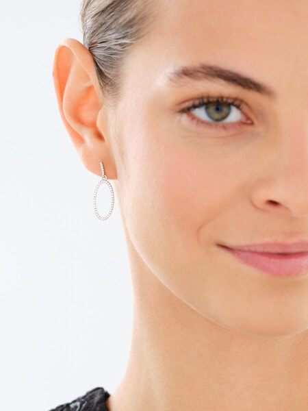 Rhodium Plated Silver Dangling Earring with Cubic Zirconia