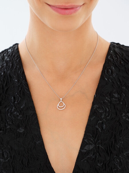 Rhodium Plated Silver Pendant with Cubic Zirconia