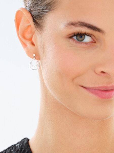 Rhodium Plated Silver Dangling Earring with Cubic Zirconia