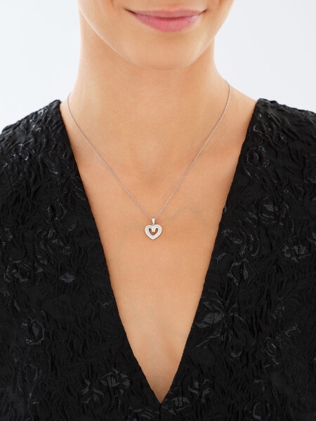 Rhodium Plated Silver Pendant with Cubic Zirconia