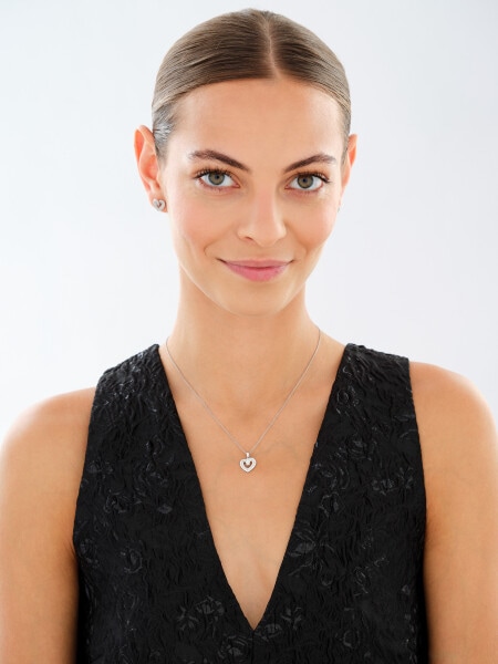 Rhodium Plated Silver Pendant with Cubic Zirconia