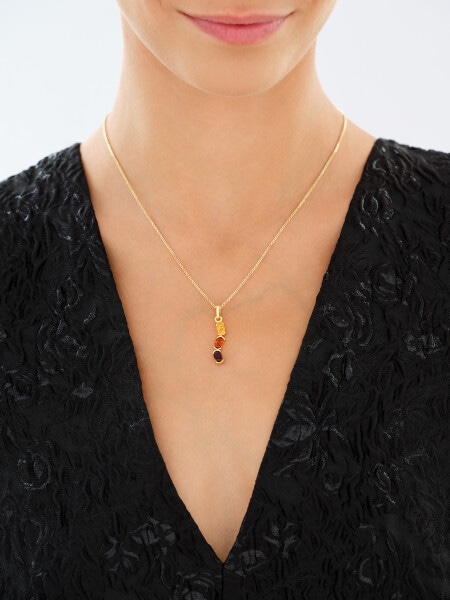 Gold-Plated Silver Pendant with Amber