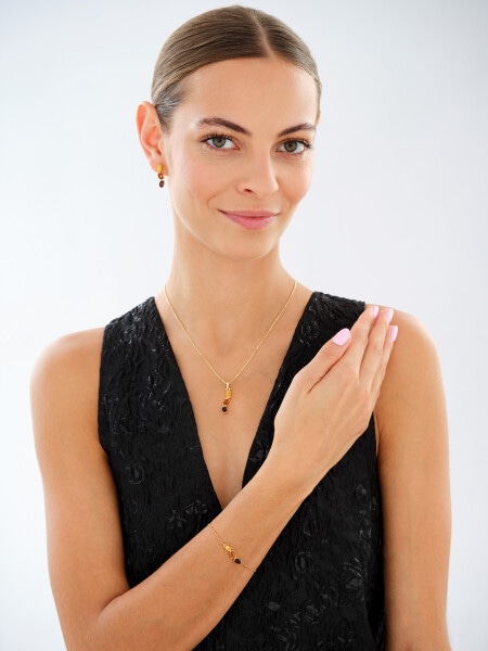 Gold-Plated Silver Pendant with Amber