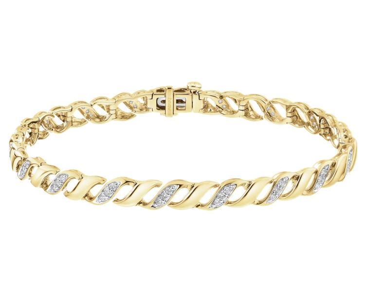 Zlatý náramek s brilianty - 18 cm - 0,45 ct - ryzost 585