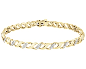 Zlatý náramek s brilianty - 18 cm - 0,45 ct - ryzost 585