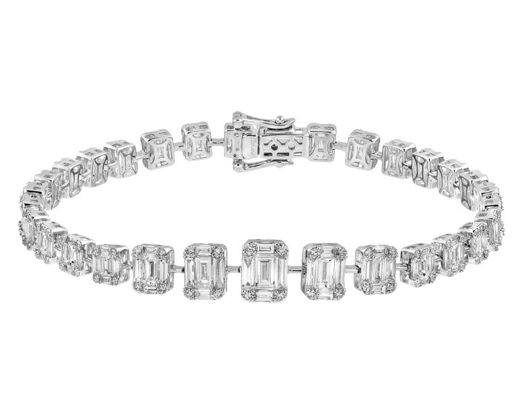 Náramek z bílého zlata s diamanty - 18 cm - 4,38 ct - ryzost 750