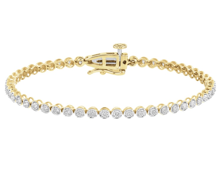 Zlatý náramek s brilianty - 17 cm - 1,39 ct - ryzost 585