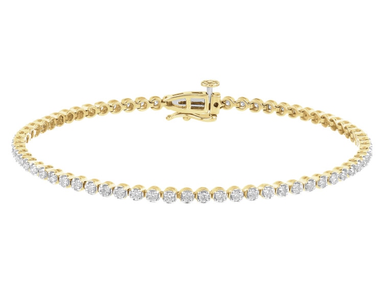 Zlatý náramek s brilianty - 17 cm - 0,97 ct - ryzost 585