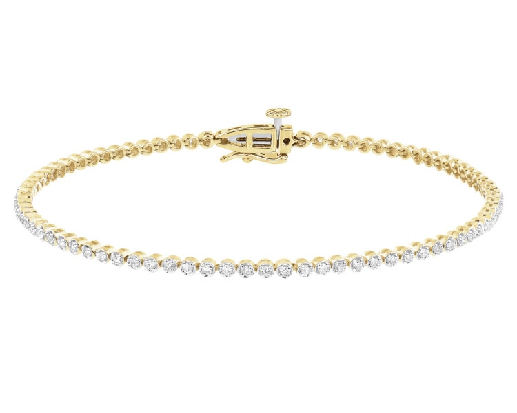 Zlatý náramek s brilianty - 17 cm - 0,47 ct - ryzost 585