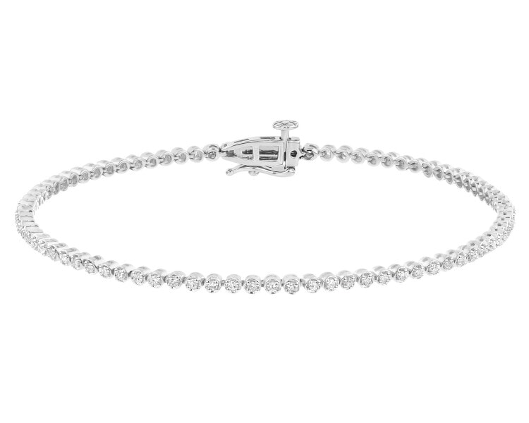 Bransoletka z białego złota z brylantami - 17 cm - 0,47 ct - próba 585