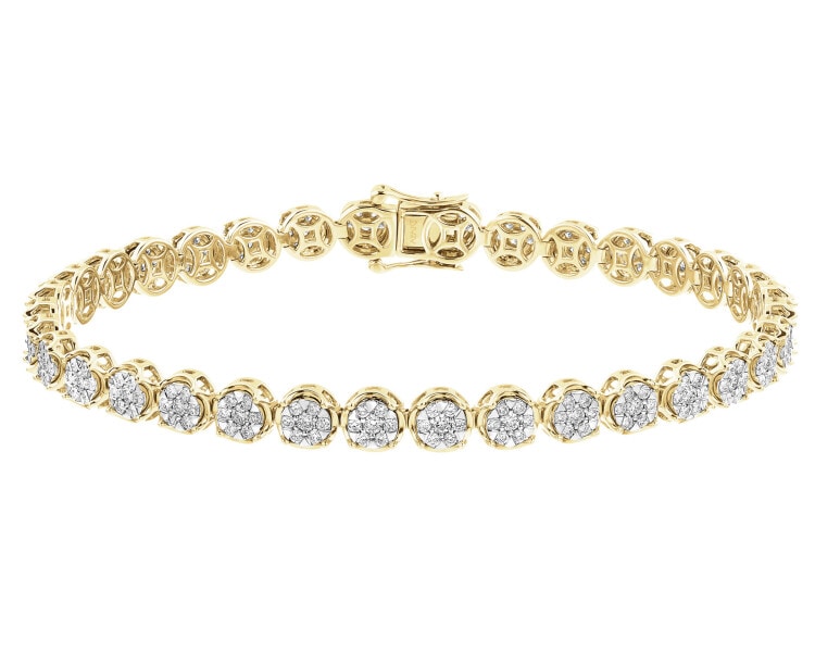Bransoletka z żółtego złota z brylantami - 18 cm - 1,69 ct - próba 585