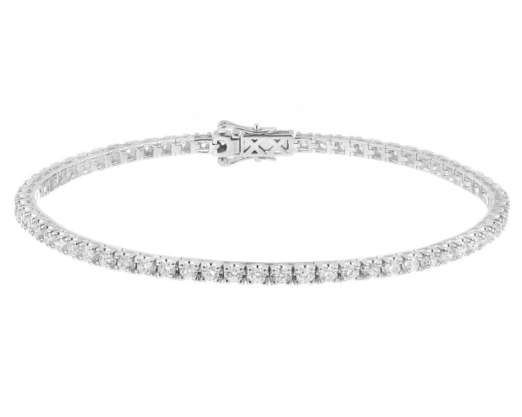 Bransoletka z białego złota z brylantami - 17 cm - 1,90 ct - próba 750