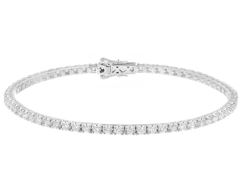 Bransoletka z białego złota z brylantami - 17 cm - 1,90 ct - próba 750