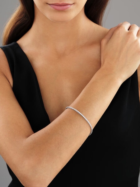 18 K Rhodium-Plated White Gold Tennis Bracelet with Diamonds - 1,90 ct - fineness 18 K