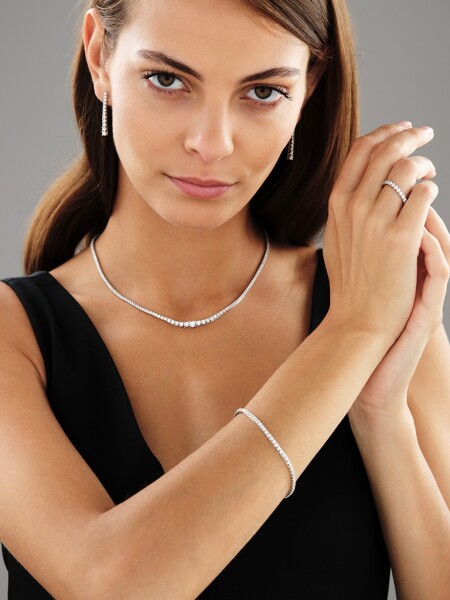 18 K Rhodium-Plated White Gold Tennis Bracelet with Diamonds - 1,90 ct - fineness 18 K