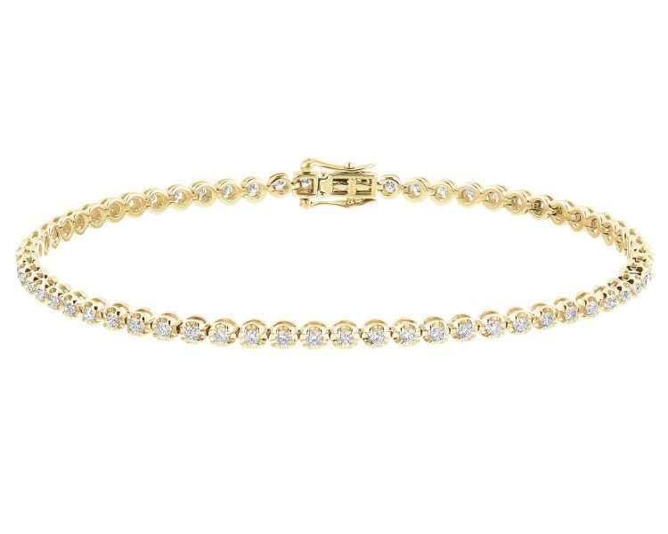 Bransoletka z żółtego złota z brylantami - 19 cm - 1,00 ct - próba 585