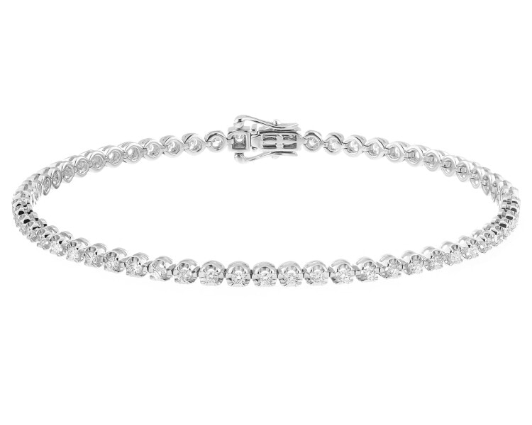Bransoletka z białego złota z brylantami - 17 cm - 0,95 ct - próba 750