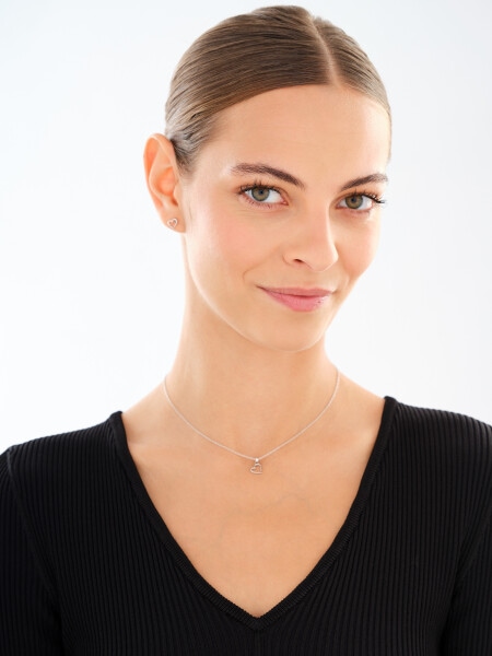 Rhodium Plated Silver Set with Cubic Zirconia