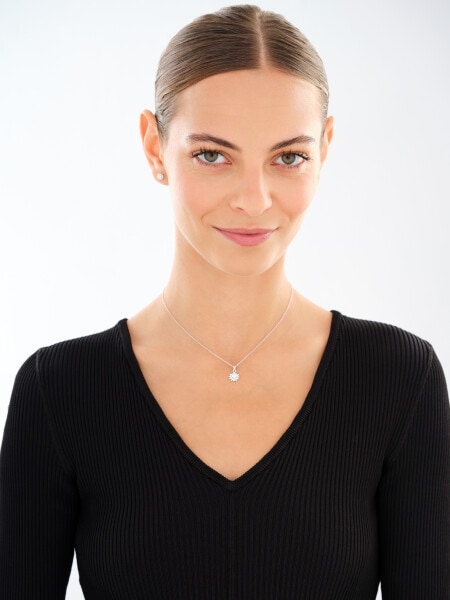 Rhodium Plated Silver Set with Cubic Zirconia