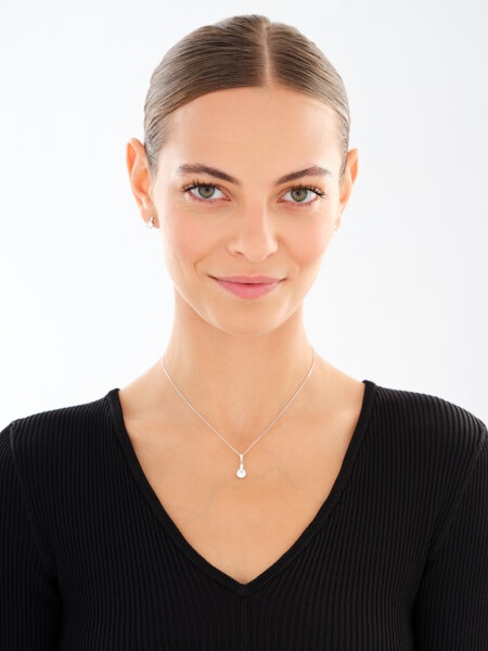 Rhodium Plated Silver Set with Cubic Zirconia