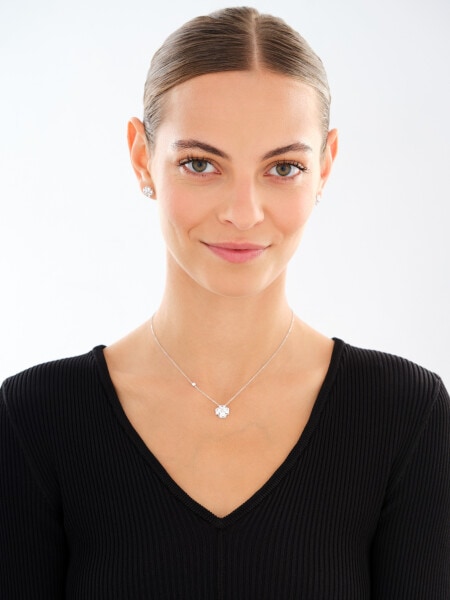 Rhodium Plated Silver Set with Cubic Zirconia