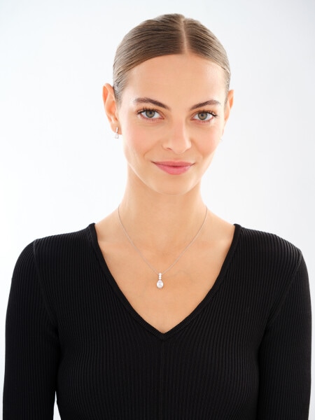 Rhodium Plated Silver Set with Cubic Zirconia