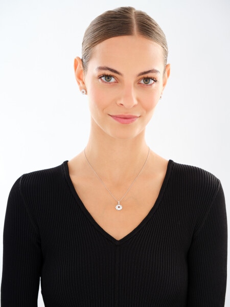 Rhodium Plated Silver Set with Cubic Zirconia